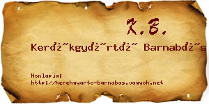 Kerékgyártó Barnabás névjegykártya