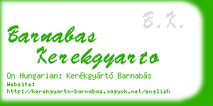 barnabas kerekgyarto business card
