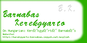 barnabas kerekgyarto business card